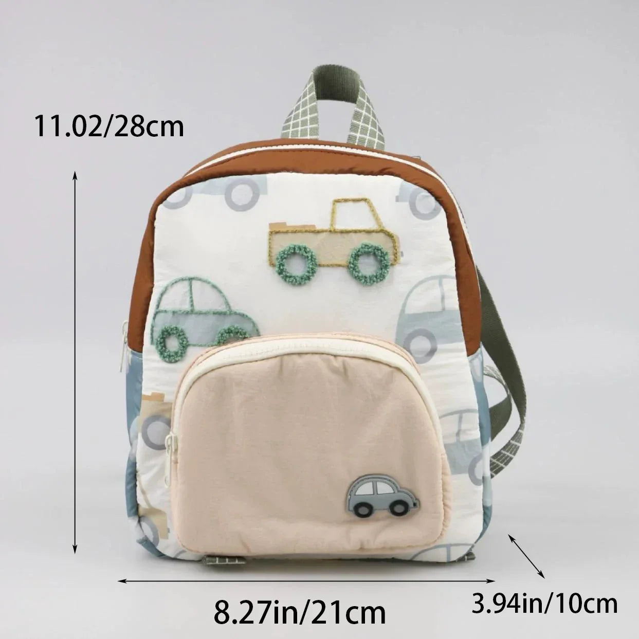 Mochila Escolar Infantil com Bordado de Carrinho