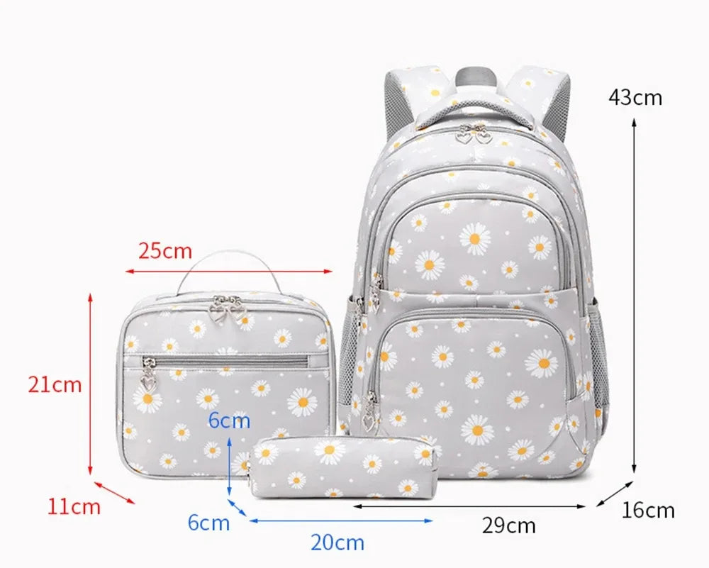 Mochila Escolar Grande + Lancheira e Bolsa de Lápis | Kit 3 Peças