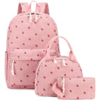 Mochila Escolar de Veludo kit 3 Peças – Olivia