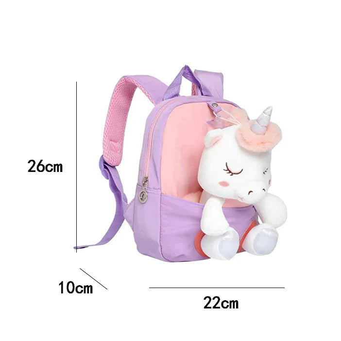 Mochila Infantil Unicórnio com Ursinho Pelúcia