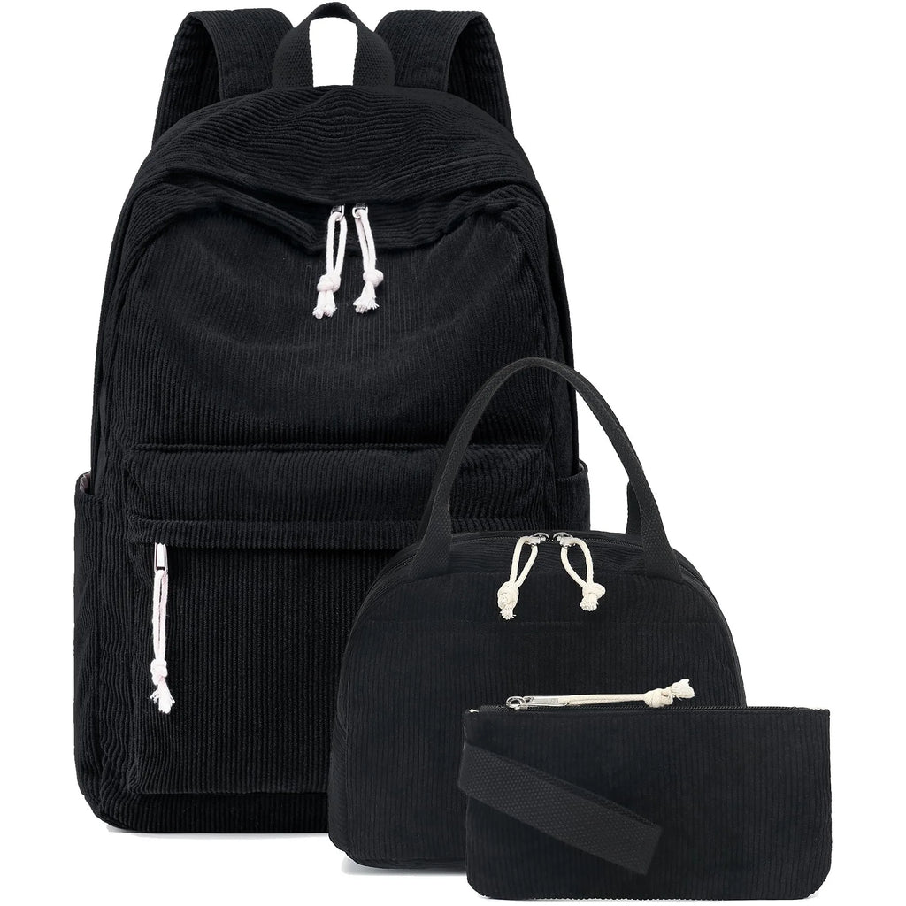 Mochila Escolar de Veludo kit 3 Peças – Olivia