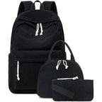 Mochila Escolar de Veludo kit 3 Peças – Olivia