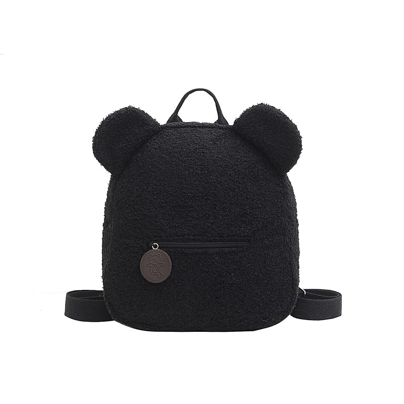 Mochila com Orelhinhas de Urso Peluciada  para Escola e Passeios – Lenny