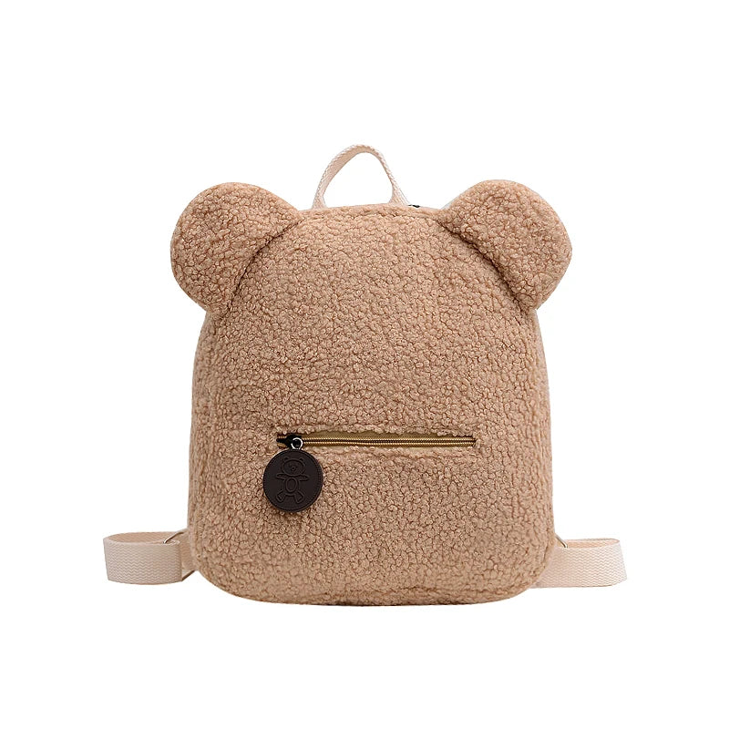Mochila com Orelhinhas de Urso Peluciada  para Escola e Passeios – Lenny