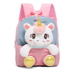 Mochila Infantil Unicórnio com Ursinho Pelúcia