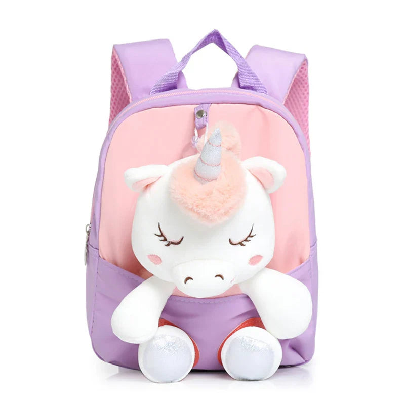 Mochila Infantil Unicórnio com Ursinho Pelúcia